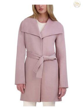 Wool Blend Wrap Peacoat Belted Notch Lapel Short Dressy Coat